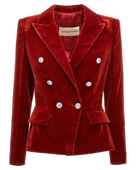 Alexandre Vauthier -Double Breast Velvet Blazer Jacket Giacche Rosso-