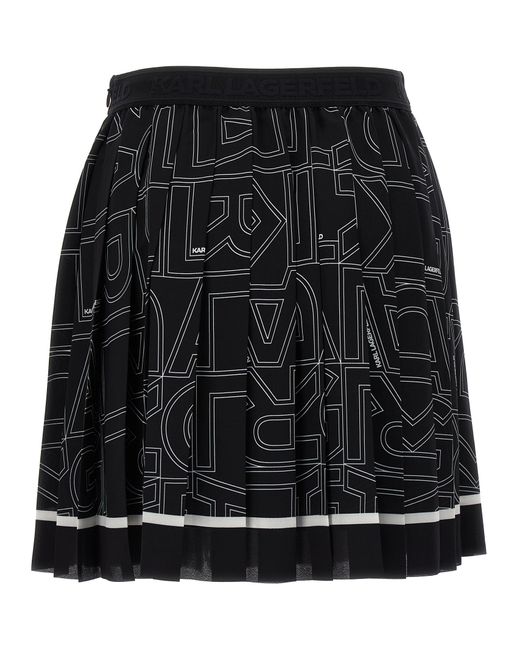 Karl Lagerfeld -Pleated Skirt Gonne Bianco/Nero-
