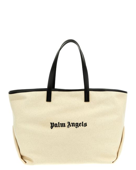 Palm Angels -Logo Embroidery Shopping Bag Tote Bianco/Nero-