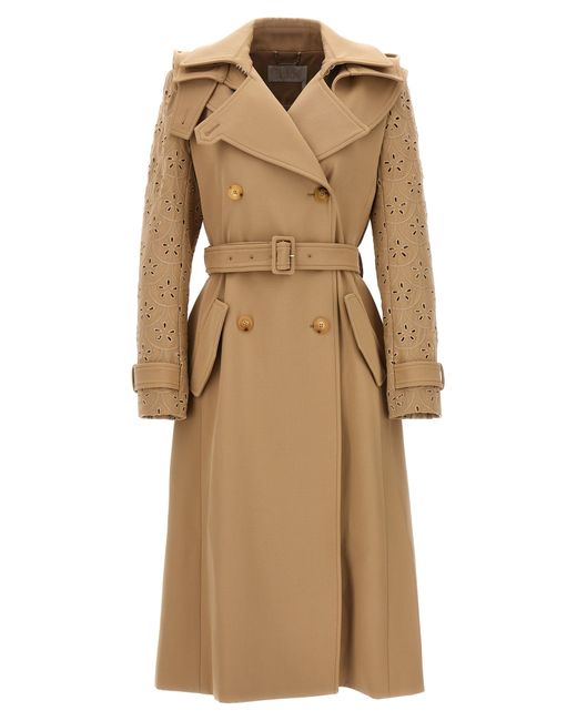 Chloé -Embroidered Hooded Trench Coat E Impermeabili