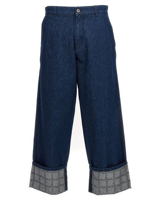 J.W.Anderson J. W. Anderson-Logo Grid Turn Up Workwear Jeans Blu-
