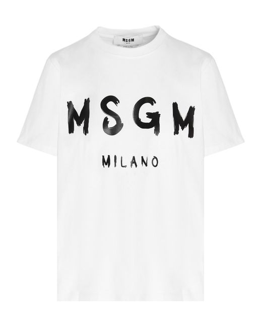 Msgm -Logo T Shirt Bianco-