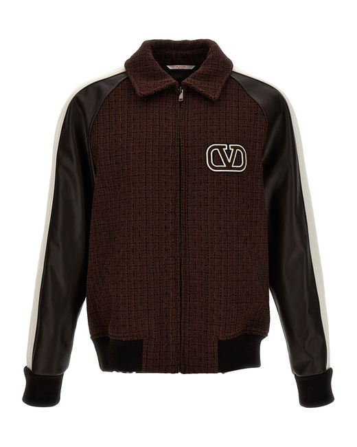 Valentino Garavani -Valentino Bomber Jacket With Logo Embroidery Giacche Marrone-