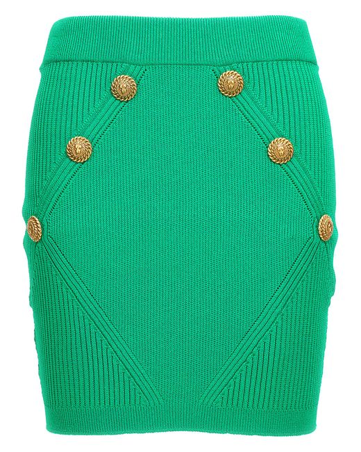 Balmain -Knitted Skirt Gonne Verde-