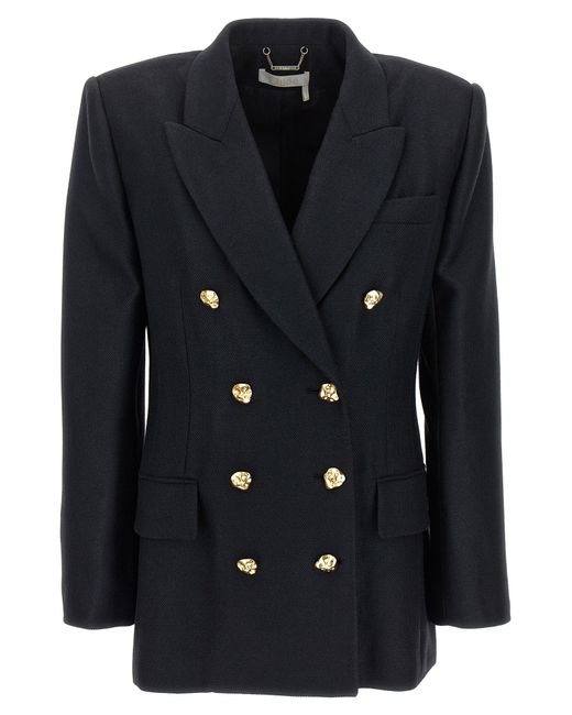 Chloé -Double-Breasted Blazer With Gold Buttons Giacche Nero-