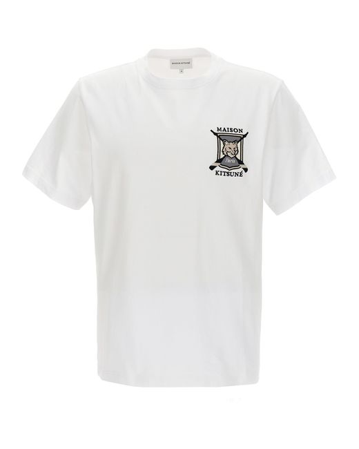 Maison Kitsuné -College Fox T Shirt Bianco-