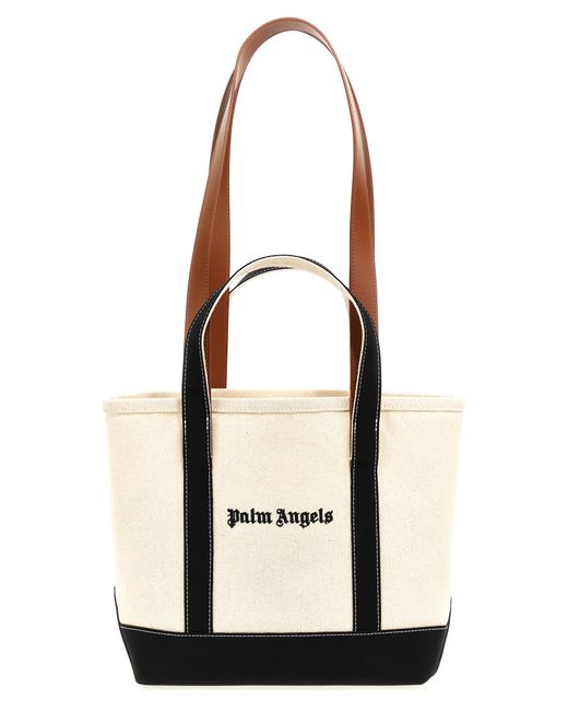 Palm Angels -Logo Shopping Bag Tote Bianco/Nero-
