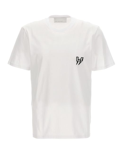 Neil Barrett -Logo Embroidery T Shirt Bianco/Nero-