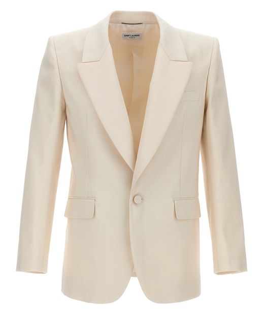 Saint Laurent -Silk Single Breast Blazer Jacket Giacche