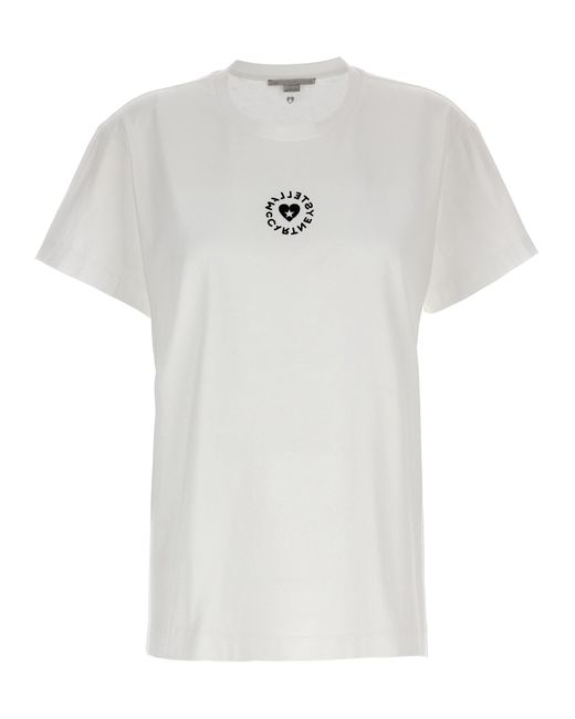 Stella McCartney -Iconic Mini Heart T Shirt Bianco-