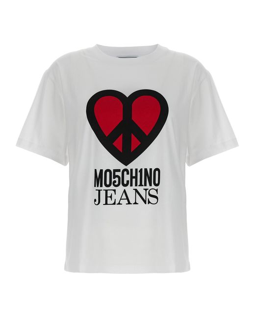 Mo5ch1no Jeans -Logo T Shirt Bianco-
