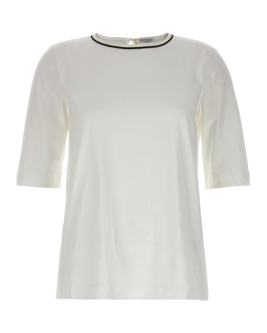 Brunello Cucinelli -Monile T Shirt Bianco-