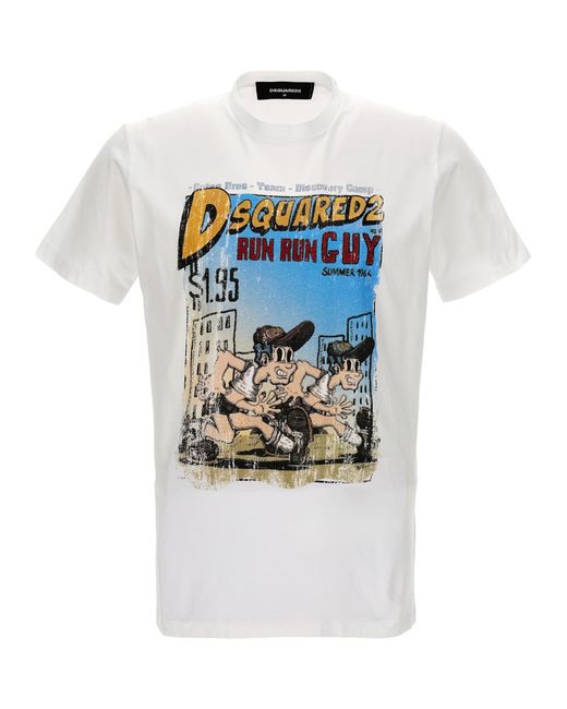 Dsquared2 -Printed T Shirt Bianco-