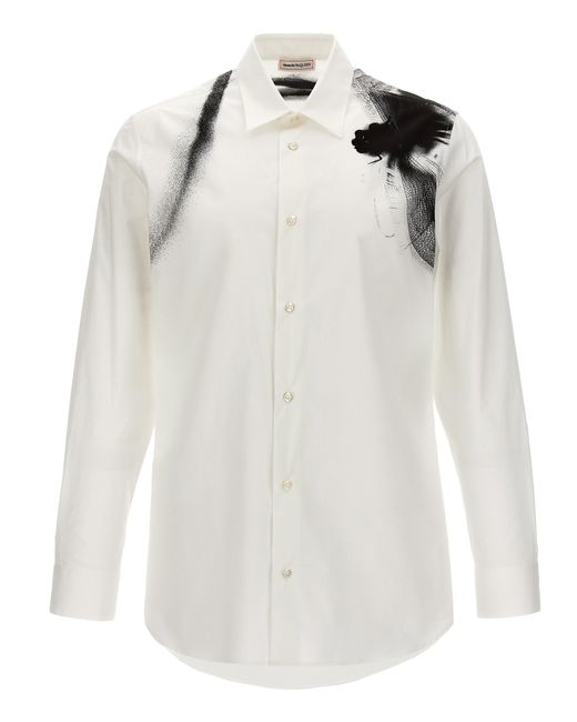 Alexander McQueen -Printed Shirt Camicie Bianco/Nero-