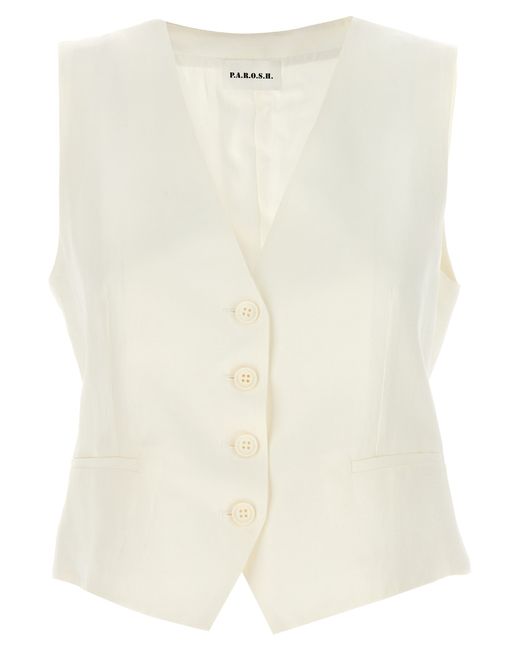 P.A.R.O.S.H. P. A.R. O.S. H.-Single-Breasted Vest Gilet Bianco-