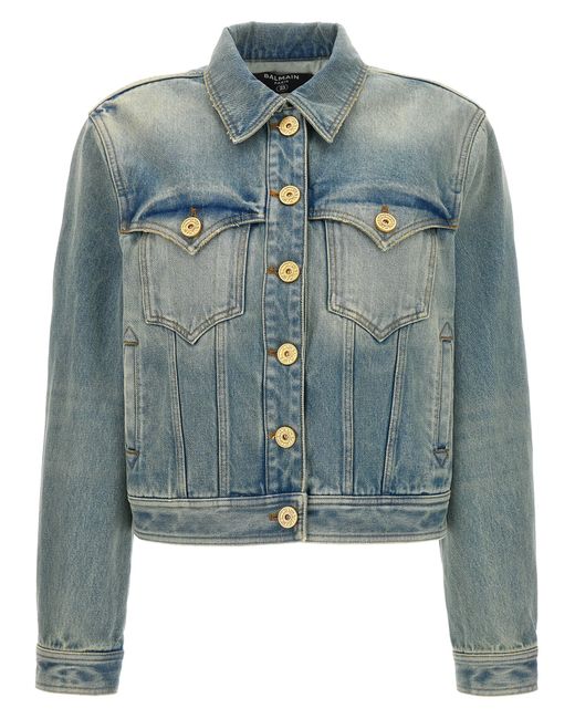 Balmain -Vintage Denim Jacket Giacche Celeste-