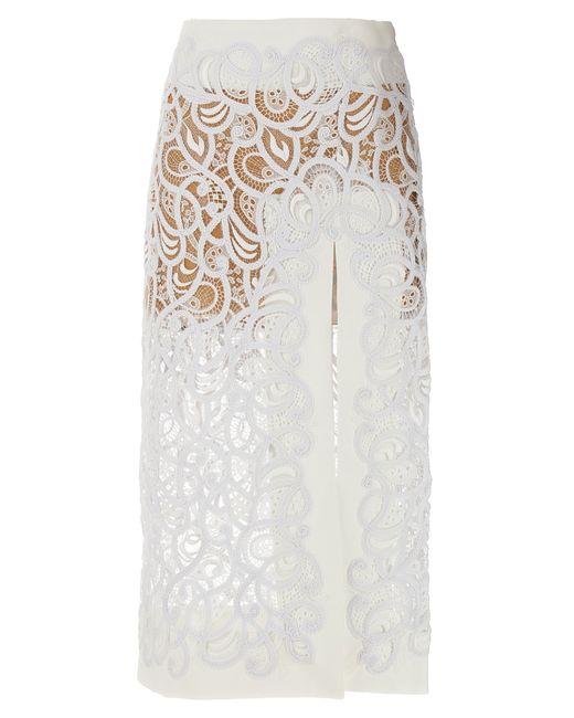 Ermanno Scervino -Lace Longuette Skirt Gonne Bianco-