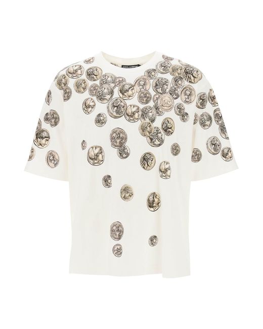 Dolce & Gabbana -T Shirt Over Stampa Monete-