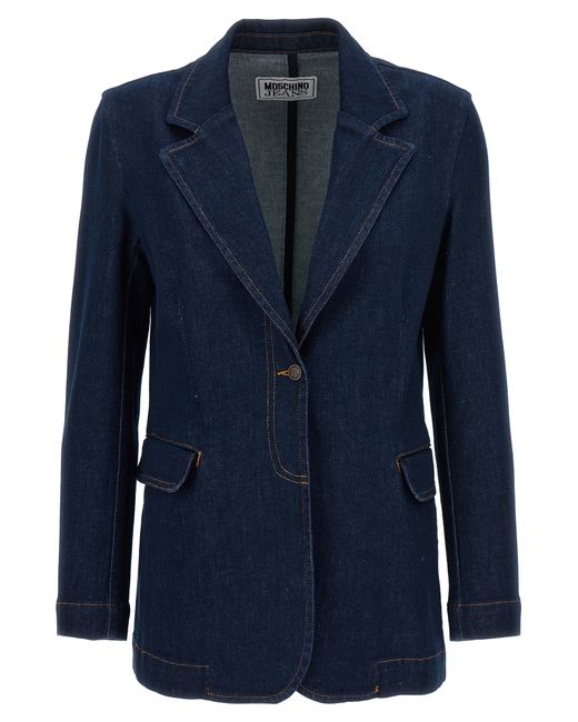 Mo5ch1no Jeans -Single-Breasted Denim Blazer And Suits Blu-