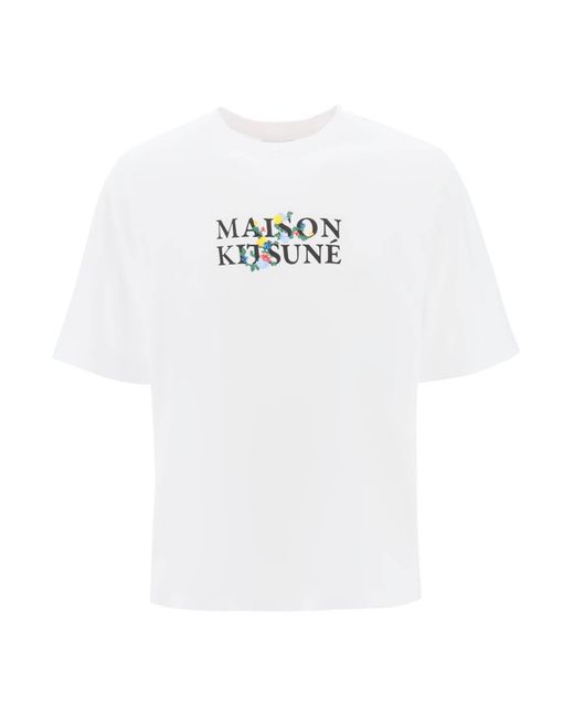 Maison Kitsuné -T Shirt Oversize Con Logo Flowers-