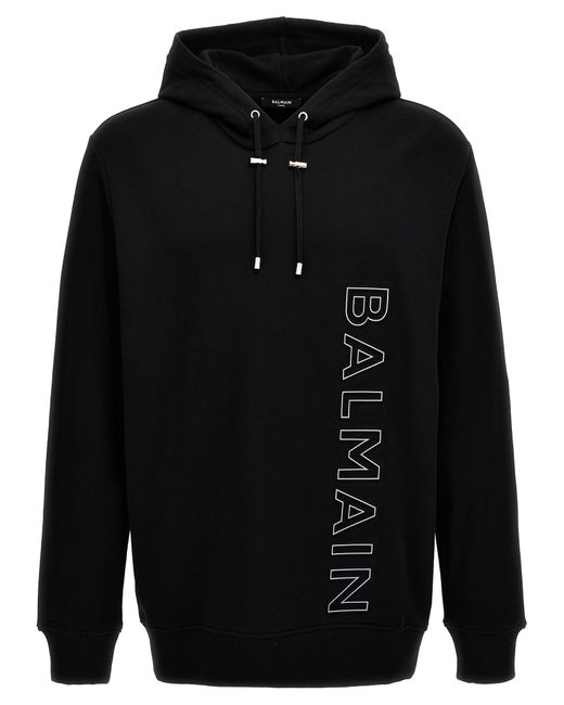 Balmain -Reflective Logo Hoodie Felpe Nero-