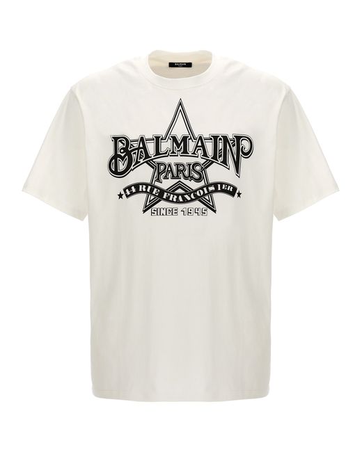 Balmain Star T Shirt Bianco/Nero-
