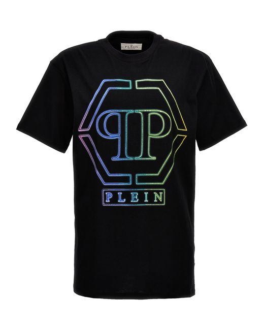 Philipp Plein -Rhinestone Logo T Shirt Nero-