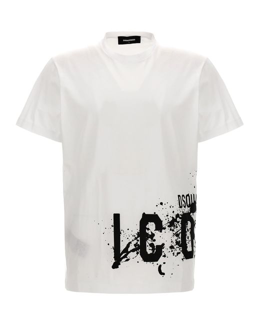 Dsquared2 -Icon Splash T Shirt Bianco/Nero-