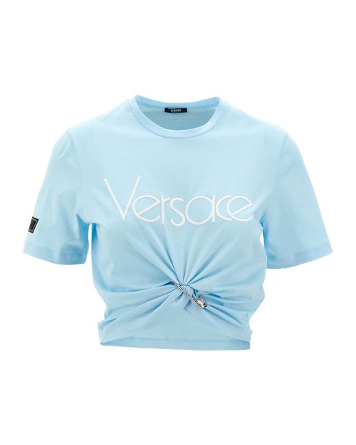 Versace -Logo Crop T Shirt Celeste-