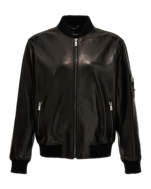 Versace -Leather Bomber Jacket Giacche Nero-