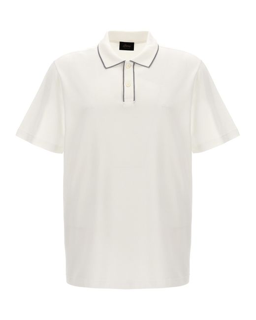 Brioni -Logo Embroidery Shirt Polo Bianco-