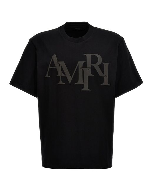 Amiri -Staggered Logo T Shirt Nero-