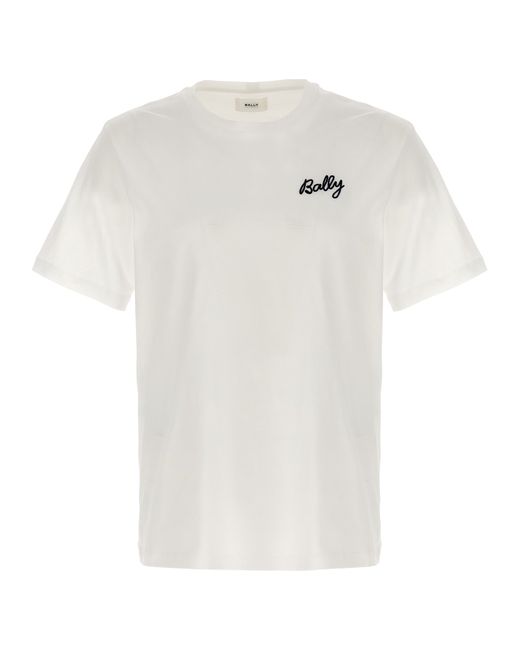 Bally -Logo Embroidery T Shirt Bianco-