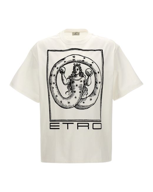 Etro -Logo Print T Shirt Bianco/Nero-