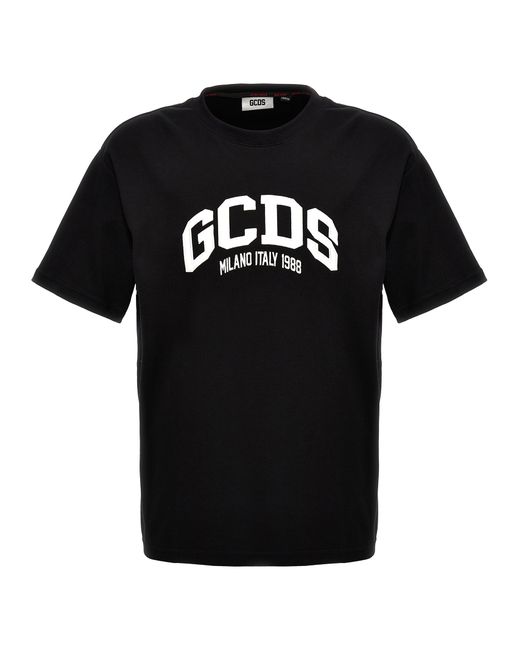Gcds -Logo Embroidery T Shirt Bianco/Nero-