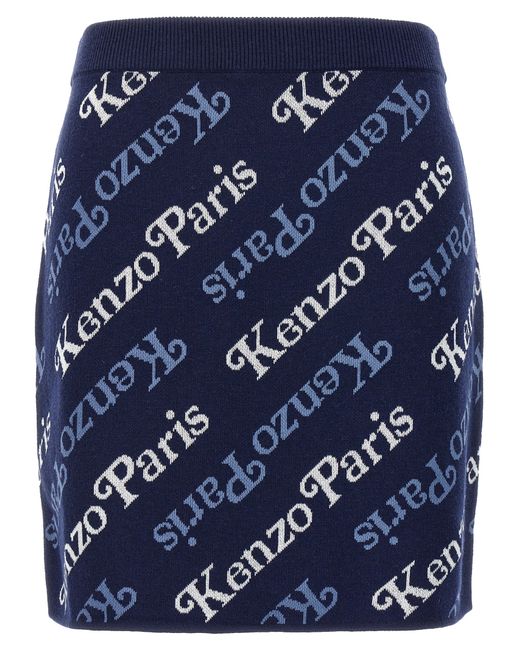 Kenzo -All Over Logo Skirt Gonne Blu-