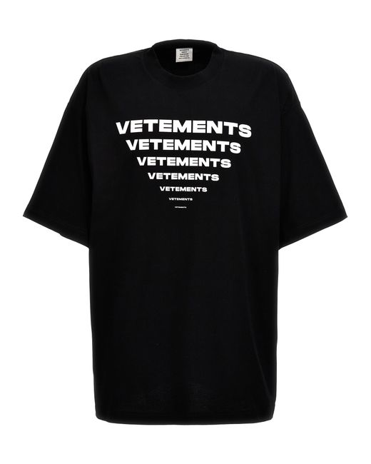 Vetements -Pyramid Logo T Shirt Bianco/Nero-