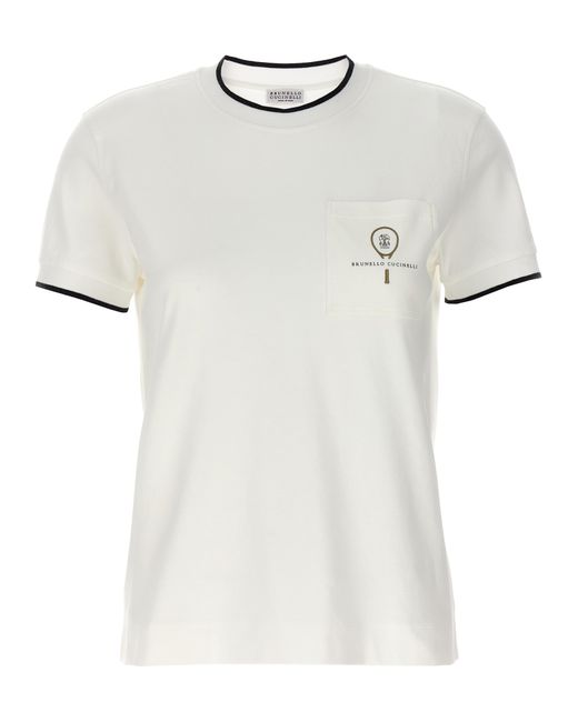 Brunello Cucinelli -Logo T Shirt Bianco-