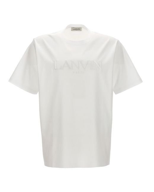 Lanvin -Logo Embroidery T Shirt Bianco-
