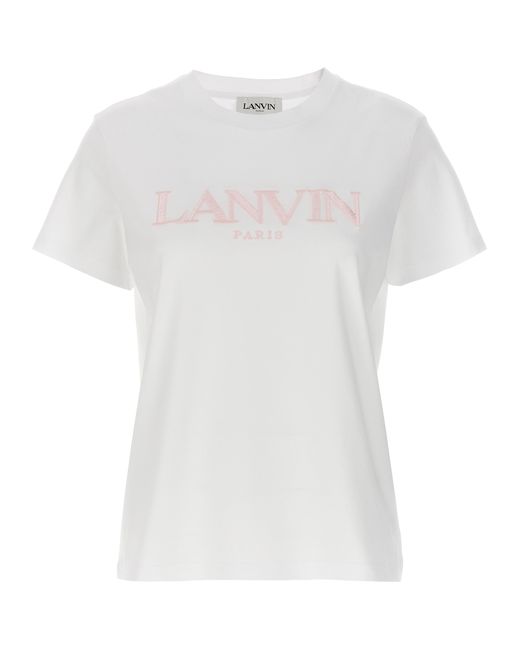 Lanvin -Logo Embroidery T Shirt Bianco-