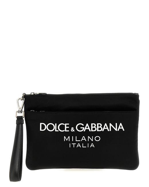 Dolce & Gabbana -Logo Print Bag Clutch Bianco/Nero-