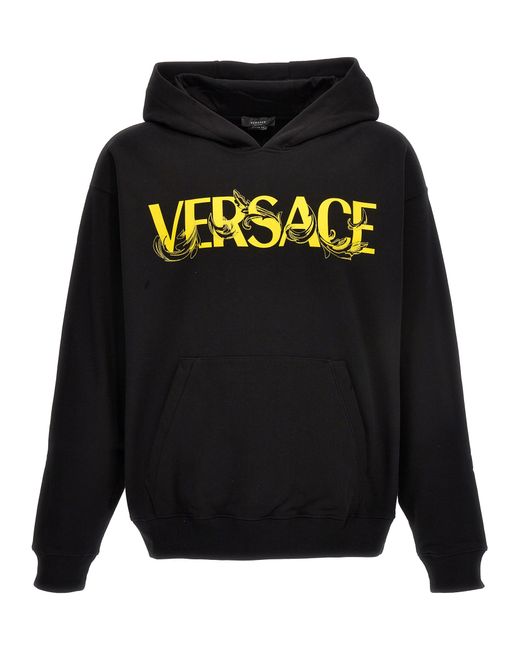 Versace -Embroidered Logo Hoodie Felpe Nero-