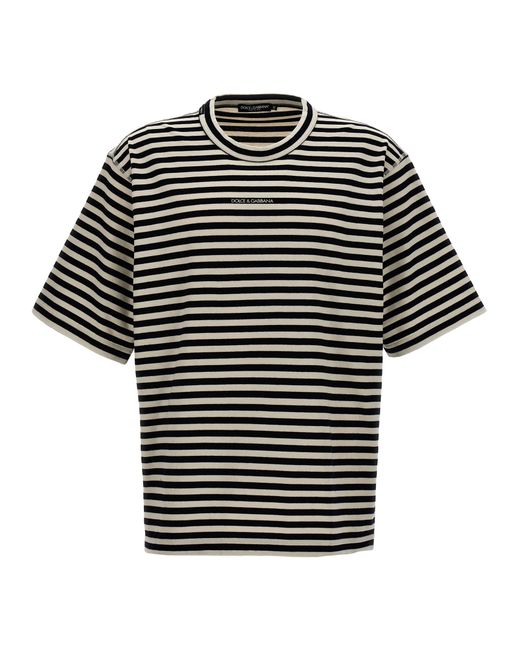 Dolce & Gabbana -Striped T Shirt Bianco/Nero-