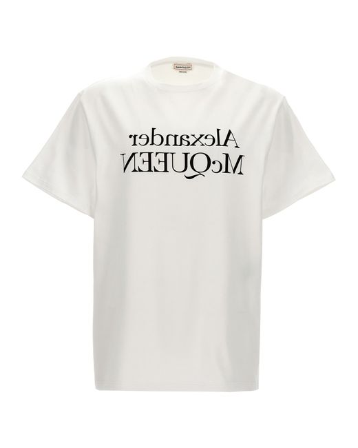 Alexander McQueen -Logo Print T Shirt Bianco/Nero-