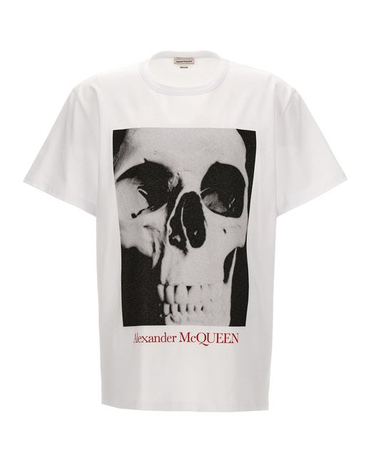 Alexander McQueen -Printed T Shirt Bianco/Nero-