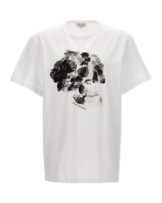 Alexander McQueen -Printed T Shirt Bianco-