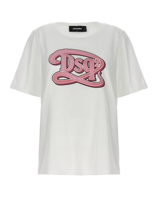 Dsquared2 -Logo Print T Shirt Bianco-