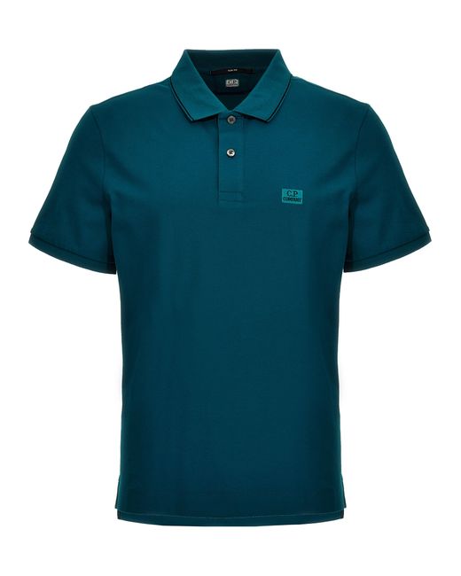CP Company -Logo Embroidery Shirt Polo Blu-