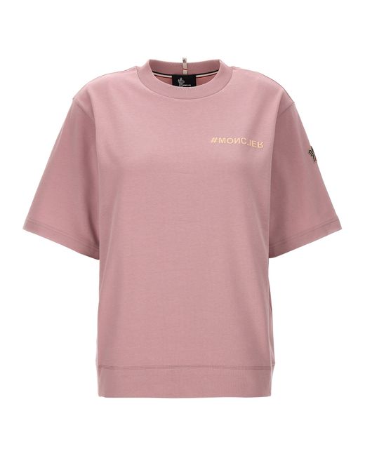 Moncler Grenoble -Logo Print T Shirt Rosa-