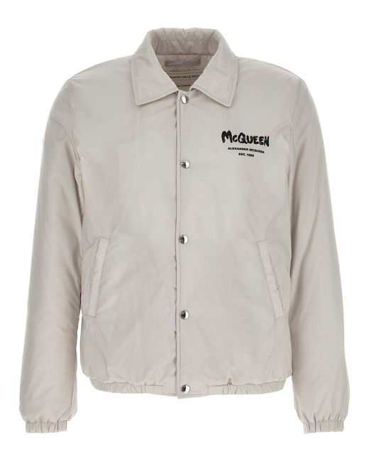 Alexander McQueen -Logo Print Down Jacket Giacche Bianco-